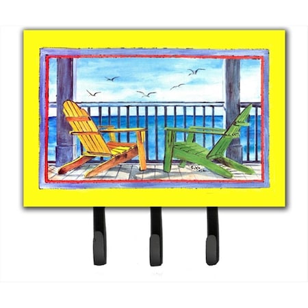 Carolines Treasures 6 x 9 in. Adirondack Chairs Yellow Leash or Key Holder 8085TH68